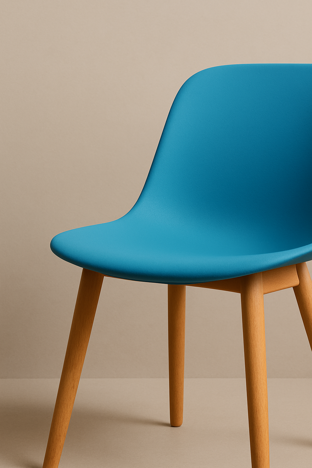 Modern blue chair with wooden legs